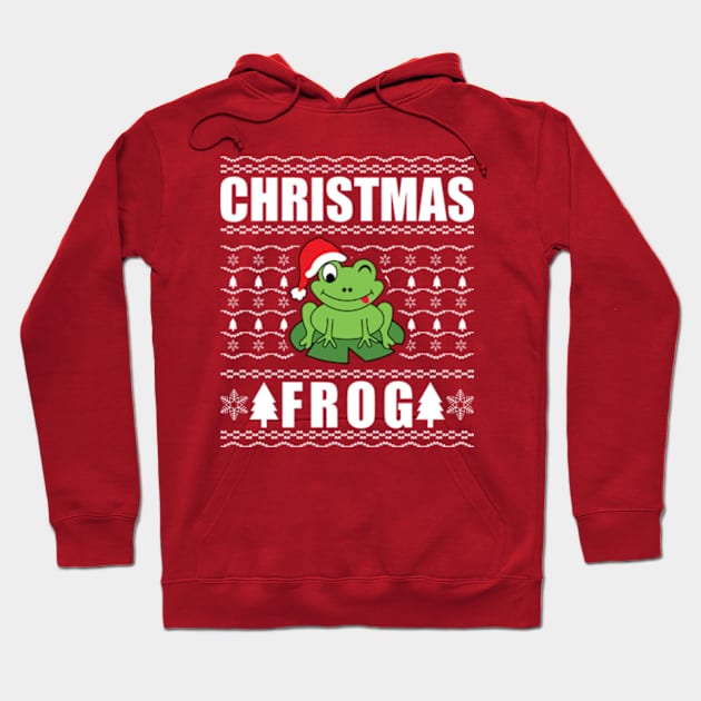 Christmas Frog Ugly Xmas Sweater Hoodie by JaiStore